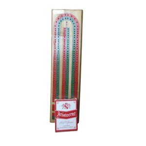 Classic Wooden Cribbage Board with Cards - Fred Roberts Taiwan Vintage